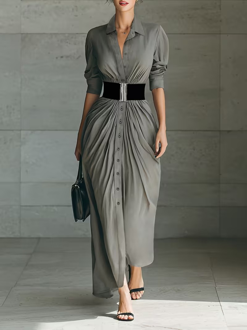 Women’s Draped Shirt Midi Dress